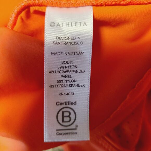 Athleta Womens Top Top Size S Coral Orange Perforated Zip Front Short Sleeve - Picture 8 of 9